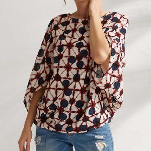 Simple by Suzanne Betro Tie-Dye Dot Bell-Sleeve Dolman Tunic